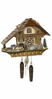 Quartz Cuckoo Clock Black Forest house with moving train,.. TU 4268 QMT HZZG NEW