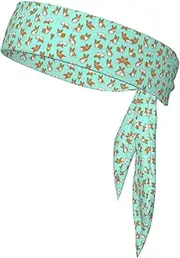 [YANYU] Corgi Cute Dog Print Sports Head Tie Sweat Wicking Head Tie Quick Dry Adjustable for Men and Women