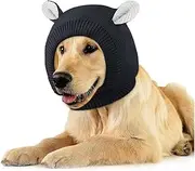 Ears Hat for Dogs, Noise Protection Dog Ear Protection Knitted Dog Hats Pet Warm Cover Noise,Winter Eared Warm for Dogs Cats Pets Knitted with Ears for Medium to Large (Black)
