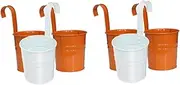 Kisangel 2sets Stylish Hanging Iron Basket Garden Flower Holder for Balcony Window Railing 3pcs*2