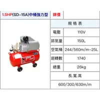 在飛比找蝦皮購物優惠-~金光興修繕屋~[SD-15A] 寶馬牌 直結式 空壓機 1