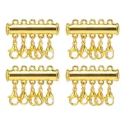 Layering Necklace Clasps, 4Pcs 5 Strands Slide Magnetic Tube Lock Clasps Gold