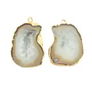 Genuine Crystal Geode Druzy 24k Gold Electroplated DIY Earring Pair Connectors