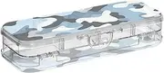 [Amooorous] Camouflage Blue Designed Plastic Pencil Box Double Deck Boxes Pens Case For School With Snap Lid
