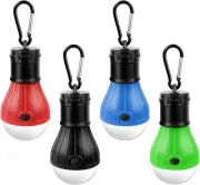 Tent Light Bulbs LED Camping Lantern with Clip Battery Powered Hanging 4-Pack