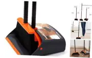Broom and Dustpan Set with 52" Long Handle for Home A Orange Broom and Dustpan