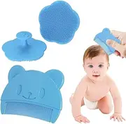 GGUFAY Milk Scab Comb, Milk Scab Baby Removal, Soft Silicone Head Gneiss Removal Baby, Milk Scab and Baby Comb, Suitable for Newborn Baby (2 Pieces, Blue)
