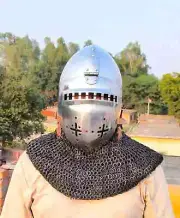 Medieval Helmet Combat Bascinet Chainmail Helmet Sca Larp Reenactment Wearable