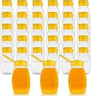 MUXHEL 30 Pcs 6oz Honey Bottles, Clear Plastic Squeeze Honey Container Jar with Flip Lid, Leak Proof Honey Containers Honey Dispenser for Storing and Dispensing Honey