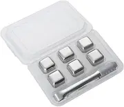 BRIGHTFUFU 1Set Stainless Steel Reusable Ice Cubes with Tongs Beverage Cubes for Whiskey and Cocktails Non Rusting Flavor Preserving Easy to Use
