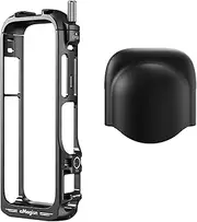 Panoramic Camera Video Cage Dual Cold Shoe Mounts with Silicone Lens Cap Metal Protective Frame Camera Cage Compatible with X4 Vlog Acc Ories, Magnetic Quick Release Quick Release Mount Version