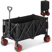 Folding Wagon Cart,400lb Load-Bearing Outdoor Utility Cart with Silent Univer...