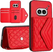 Case Compatible with Nothing Phone 2A / 2A Plus Wallet Cover [PU Leather + Shell + Card Slot] Magnetic Clasp Kickstand Red