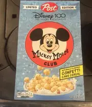 MICKEY MOUSE CLUB DISNEY 100 CONFETTI CAKE CEREAL POST LMTD ED FACTORY SEAL 2/24