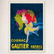 Galrie Vintage French Cognac Gautier Advertising Poster - Timeless Elegance for Your Home, Wood Frame, 50 x 70cm (20 x 28inch)
