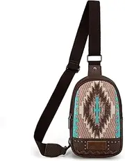 [Montana West] Aztec Crossbody Sling Bag for Women Western Fanny Pack Purse, Coffee, Western