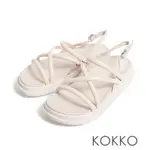 KOKKO率性顯瘦感細帶厚底涼鞋白色