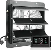 VEVOR Shutter Exhaust Fan, 356 mm with Temperature Humidity Controller, EC-motor, 1024 CFM, Variable Speed Adjustable Wall Mount Attic Fan, Ventilation and Cooling for Greenhouses, Garages, Sheds