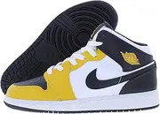 [Nike] Jordan Big Kid's 1 Mid Yellow Ochre/Black-White (DQ8423 701), Yellow Ochre/Black-white, 5 Big Kid