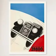 Galrie Stunning Vintage French Automobile Racing Poster with Classic Tricolour Design, White Frame, A1 60 x 84cm (23 x 33inch)