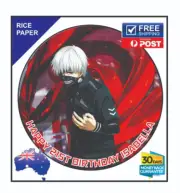 Tokyo Ghoul Anime EDIBLE Rice Paper BIRTHDAY CAKE TOPPER IMAGE 19cm round