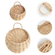 2pcs wooden succulent planter plant basket wicker flower basket Wall