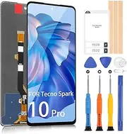 Screen Replacement for Tecno Spark 10 Pro LCD Display for Tecno KI7 Screen Touch Digitizer Assembly Replacement with Repair Kits(Black,6.8 inch)