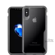 For iPhone XS, 7, 8, X Grey Shockproof Clear Back Hybrid Hard Bumper Case Cover