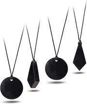 Heka Naturals Shungite Crystal Necklace Set | Healing Crystals & Chakra Necklace - Gemstone Jewelry for Men & Women - Spiritual and Joyous Gifts, Set of 4, Shungite