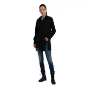 Replay Womens Plain Long Sleeve Longline Relaxed Cotton Shirt Black