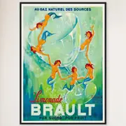 Galrie Brault Lemonade Vintage Advertising Poster Retro Framed Art Print for Home Decor, Black Frame, A2 42 x 60cm (16 x 24inch)