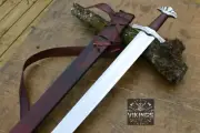 Hand Forged Carbon Steel Viking Sword Sharp Battle Ready Medieval Sword+Scabbard
