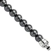 [JewelryWeb] 925 Sterling Silver Reflections 10mm Hematite Beaded Bracelet Link-Bracelet for Women