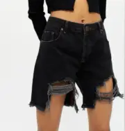NEW One Teaspoon Stevies Black Mid-rise Boyfriend Shorts NWT - Size 26