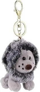 [NOLITOY] Plush Lion Keychain Key Holder Pendant Bag Accessory Unique Design Stylish (grey)