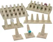 41 Finger Displays Burlap Ring Display Jewelry Ring Stands Beige Ring Holder 7pc