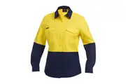 King Gee Ladies Workcool 2 Hi-vis Lightweight Work Shirt K44543 - Yellow/Navy