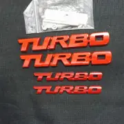 Red Glossy TURBO Metal Grille Emblem + 1x Big Sticker + 2x Small Decal Badge SUV (for: Renault)
