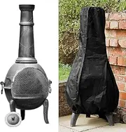Outdoor Chimenea Cover Waterproof Garden Heavy Duty Breathable Oxford Fabric Patio Heater Cover Rain Sun UV Protector 1.2m High Black
