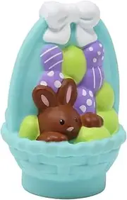Replacement Part for Fisher-Price Little People Collectible Easter Dollhouse Playset P8224 - Replacement Blue Easter Basket with Brown Bunny and Purple and Green Eggs