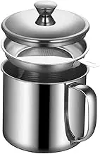 IMIKEYA Stainless Steel Oil Separator and Filter Multi Use Oil Filtering Container for Quick Grease Separation Design with Cover for Household Cooking Capacity