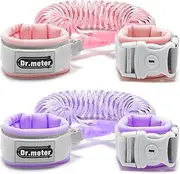 Dr.meter Anti Lost Wrist Link, 2 Pack Toddler Safety Leash with Key Lock, Reflective Child Walking Harness - Dual 8.2ft Length Pink & Purple Kids Leash for Outdoor, Kids Travel Essencials