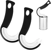 2pcs Multifunction Ring Pull Can Opener Manual Easy Open Ring-Pull Can Opener Easy Grip Opener Ring-Pulls Helper Grip Grab Twist Hook Shape Tin Opener (Black and White)