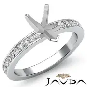 Pear Semi Mount Pave Setting Diamond Women Wedding Ring 14k White Gold 0.50 Ctw