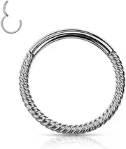 [HENYQANN] Conch Piercing Ring Septum Piercing Nose Ring Daith Helix Piercing Cartilage Earring Lip Eyebrow Belly Tragus Piercing Black Silver Gold Rose Gold Rainbow 16/18G 6/8/10/12 mm