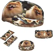 FJWSLCH Pomeranian dog Headbands for Women Men Non Slip Workout Sweatbands Adjustable Sports Hair Bands Elastic Head Bands Moisture Wicking Hairband for Running, Cycling, Yoga, Spa