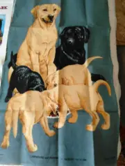 VINTAGE LINEN TOWEL-LABRADORS- IRISH LINEN RETRO COLLECTABLE
