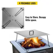Stainless Steel Fire Pit Heat Deflector Pan Cover with Foldable Legs