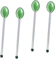 FUNOMOCYA 4 Pcs Long Handle Clear Glass Spoons Heat Resistant Coffee Dessert Stirring Utensils for Home Cafe and Bar Use