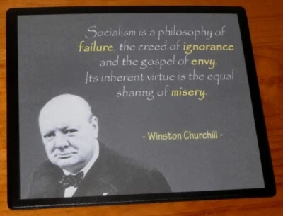 Sir Winston Churchill Socialism Quote Mouse Mat Pad